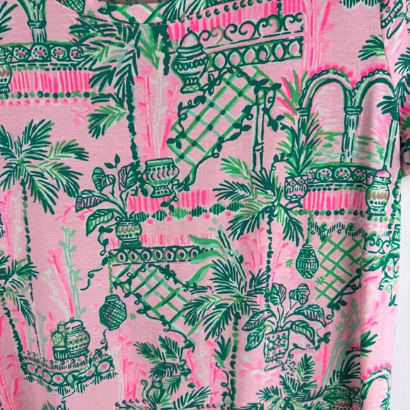 Lilly Pulitzer Cody T Shirt Dress Womens M Mandevilla Pink Palm Trellis Print - Picture 9 of 11